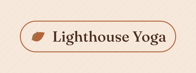 AI art directed logo for Lighthouse Yoga drawn from the URL beside it