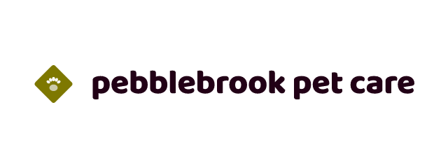 Pebblebrook Pet Care logo: Baloo 2 800, horizontal layout, paw symbol, plum and yellow