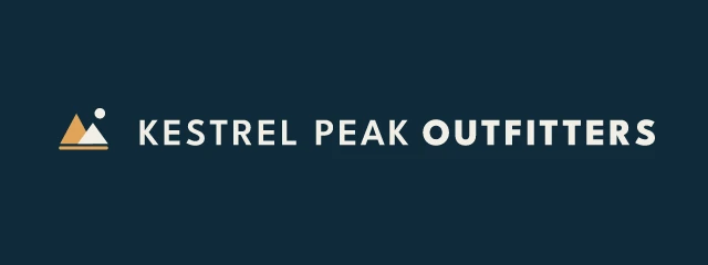 Kestrel Peak Outfitters logo, AI direction 1: alpine dawn, rugged and precise