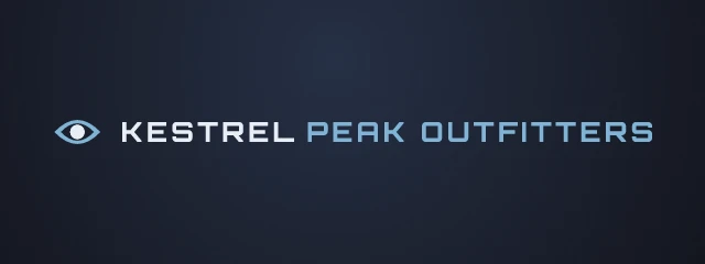 Kestrel Peak Outfitters logo, AI direction 3: night sky, sharp and watchful