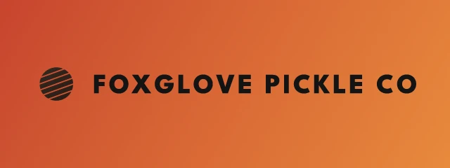 Foxglove Pickle Co logo, AI direction 3: bold tangy sunset, lively and punchy