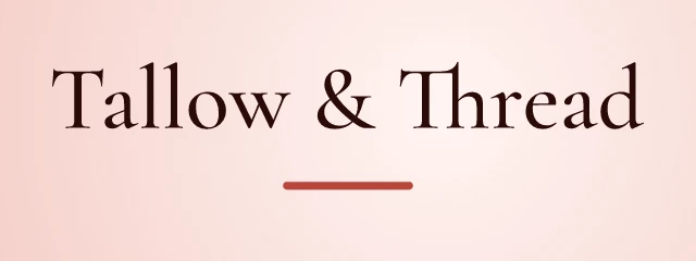 Tallow & Thread logo: Cormorant Garamond 500, wordmark layout, none symbol