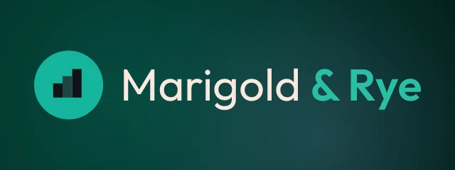 Marigold & Rye logo: Outfit 600, horizontal layout, steps symbol, brown and teal