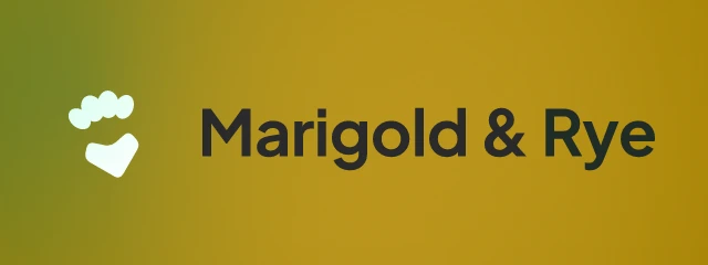 Marigold & Rye logo: Plus Jakarta Sans 700, horizontal layout, paw symbol, teal and gold