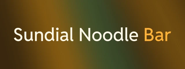 Sundial Noodle Bar logo: Reddit Sans 500, wordmark layout, none symbol, navy and gold and yellow