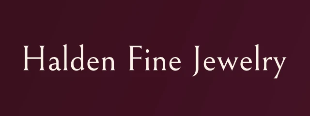 Halden Fine Jewelry logo: Bellefair 400, wordmark layout, none symbol, plum and pink