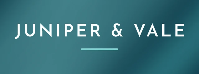 Juniper & Vale logo, AI direction 5: coastal wave calm, bright and open
