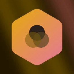 Lumen Orchard logo: Instrument Serif 400, icon layout, overlap symbol, navy and gold and pink